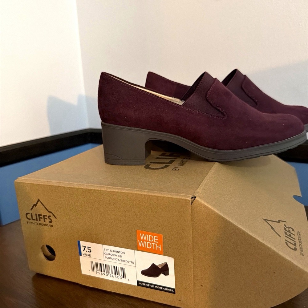 Cliffs by White Mountain Hunton Burgundy Pump Block Heel Wide W 7.5 C35800W-931